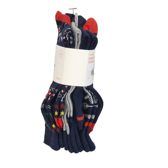 Christmas Crew Socks Men's 4 pack Joe Fresh Assorted Patterns Santa Snow NWT - Picture 3 of 5